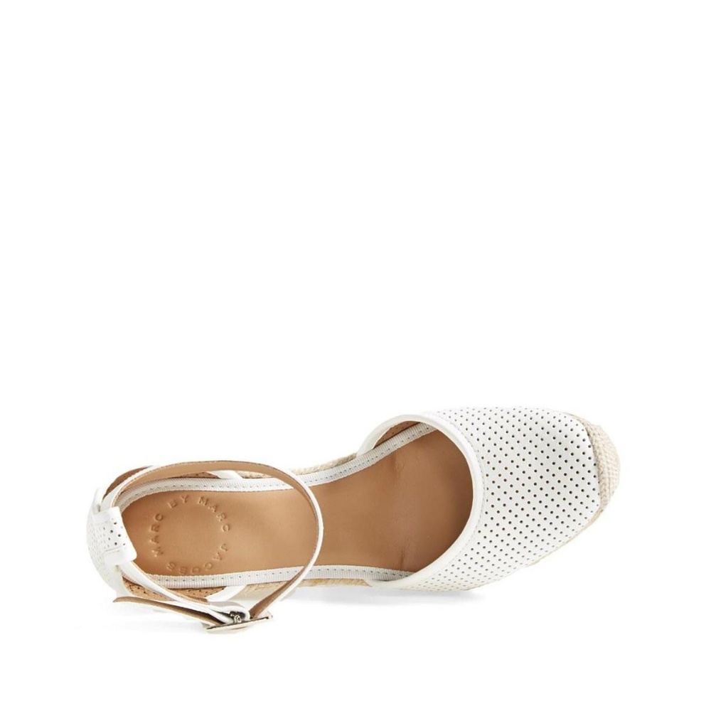 MARC JACOBS New Pump Designer Wedge Perforated Leather Ankle Strap Espadrille - Picture 5 of 8